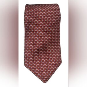 Brooks Brothers Red Geometric Sailboat Neck Tie 100% Silk